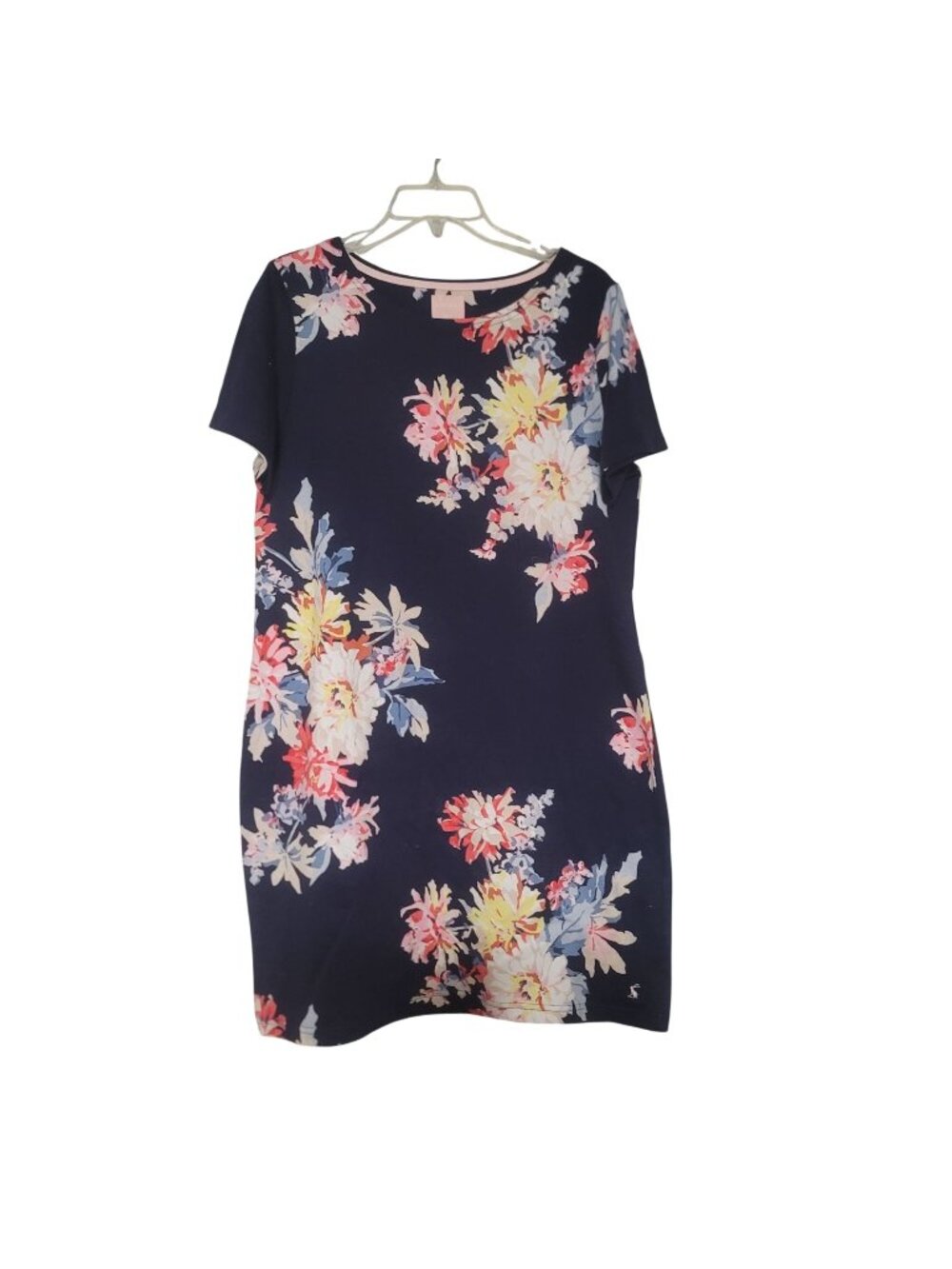 Joules UK16 EU44 US12 Riviera Print Floral Jersey Dress Navy Blue White NEW